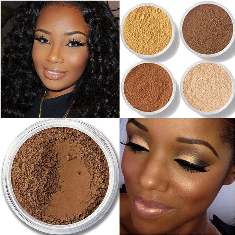Mineral Loose Setting Powder – Matte Finish, Sebum Control, Waterproof, Dark Skin Tones, 8 Shades