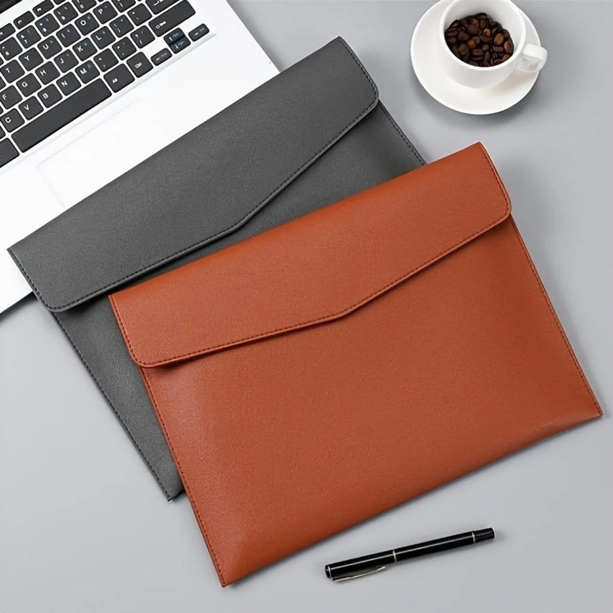Pochette porte-documents en cuir PU grande capacité A4 - Design portable pour bureau et affaires