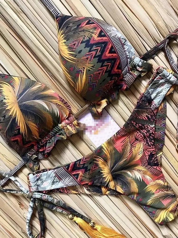 Women's Printed Push-Up Bandage Bikini – Low-Waisted, Brazilian Style, Beach Swimsuit