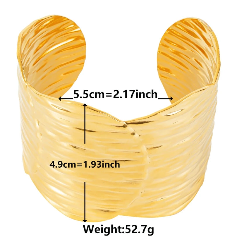Textured Pattern Bracelet – Flower, Heart or Snake, Gold Stainless Steel, For Women