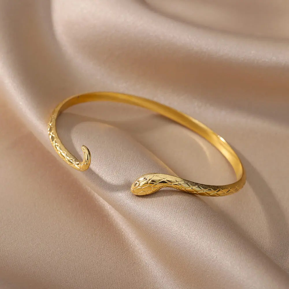 Bracelet Manchette Luxe Doré – Acier Inoxydable, Multicolore, Mariage & Saint-Valentin, Pour Femme