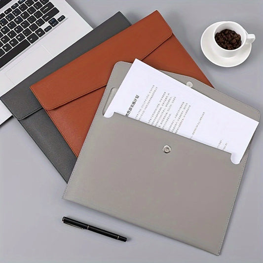 Large-capacity A4 PU leather document holder - Portable design for office and business