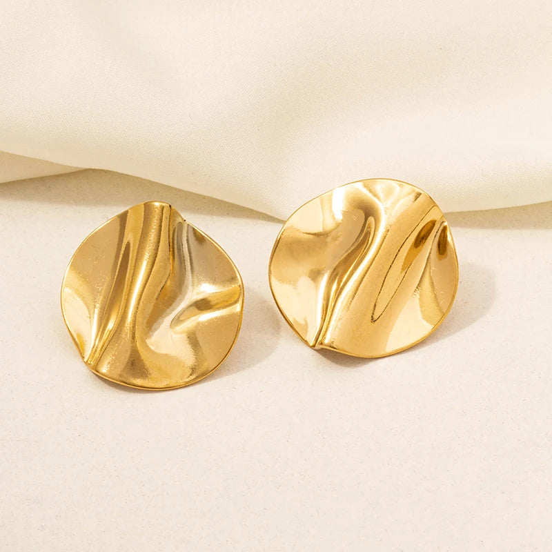 Irregular Geometric Stud Earrings – Stainless Steel, Waterproof & Durable, Unisex
