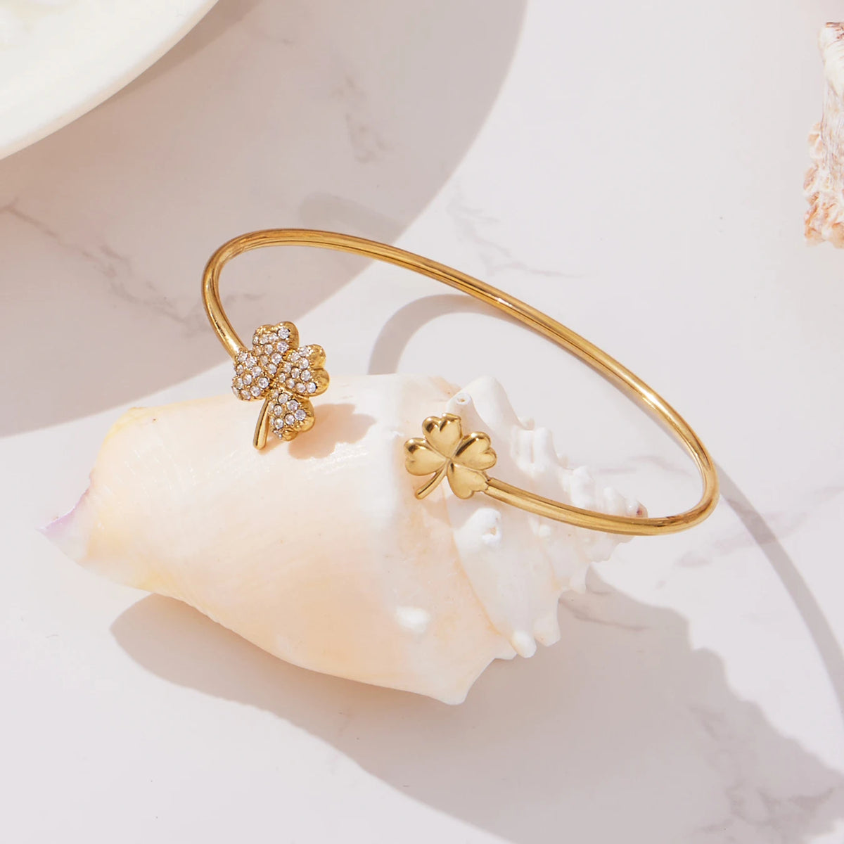 Bracelet Manchette Luxe Plaqué Or PVD – Acier Inoxydable, Style Géométrique, Mariage & Banquet, Pour Femme