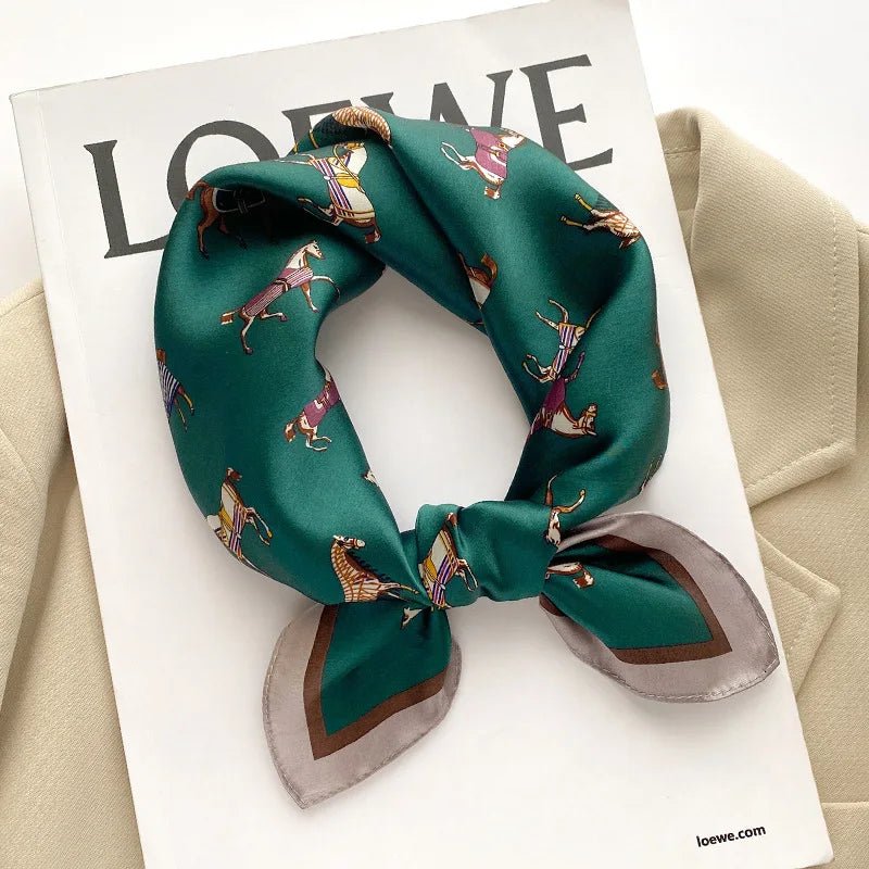 Women's Square Scarf – Luxury Satin Silk, Hair Ribbon, 70x70cm