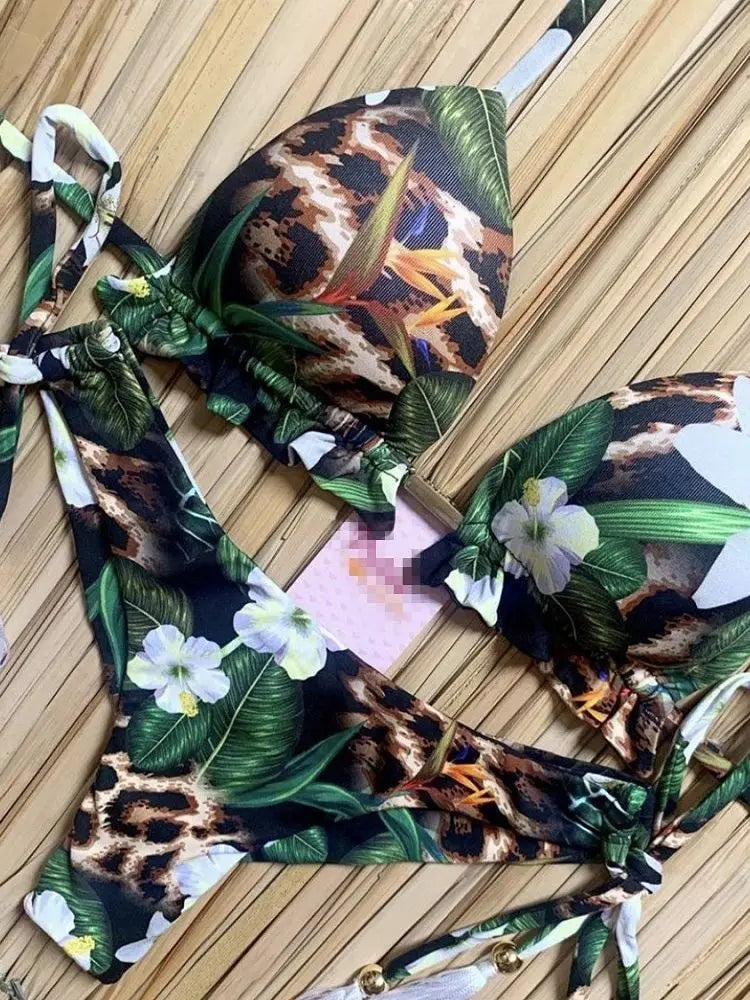 Women's Printed Push-Up Bandage Bikini – Low-Waisted, Brazilian Style, Beach Swimsuit