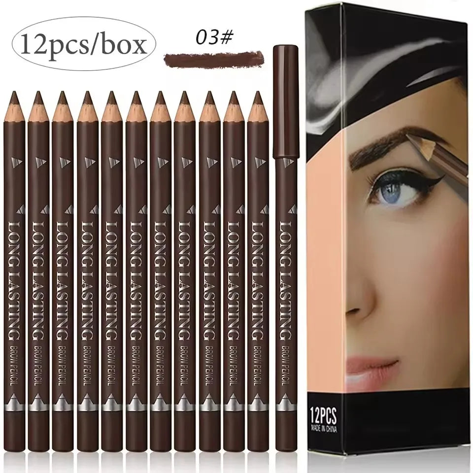 Waterproof Eyebrow Pencil — Pack of 6 or 12 Pieces, Long-Lasting Wear