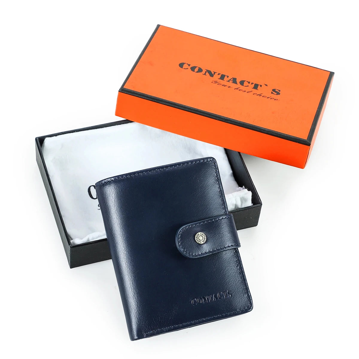Genuine Leather Women's Wallet – RFID Blocking, 9 Card Slots, Photo Holder