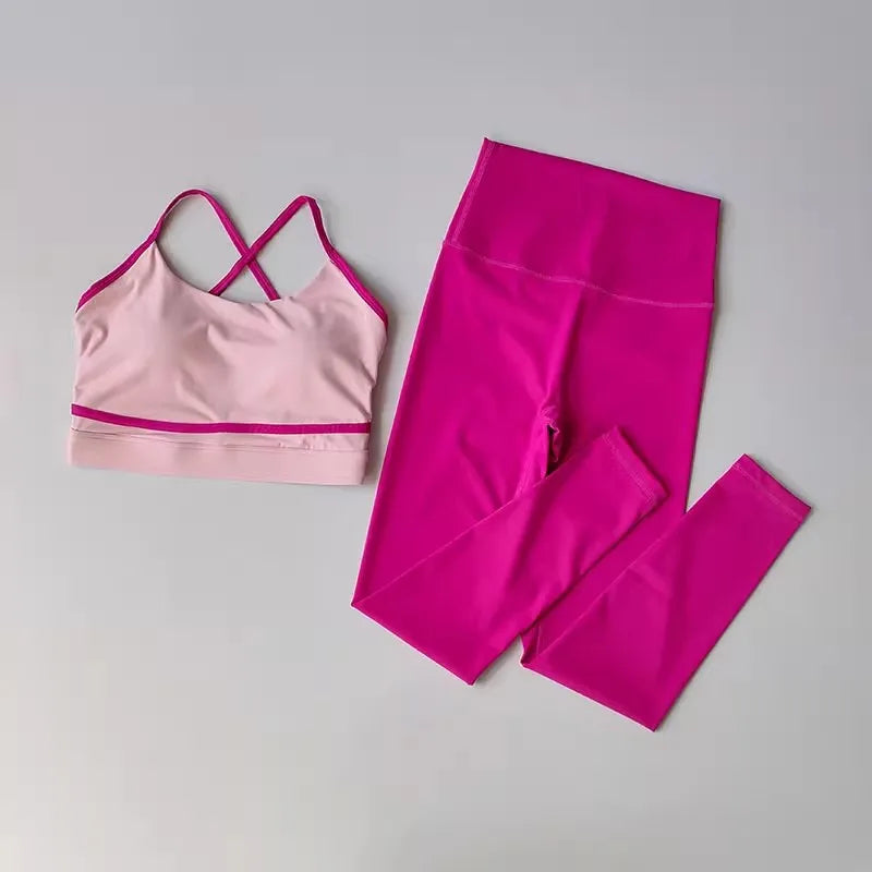 Ensemble Yoga Femme 2 Pièces – Legging Taille Haute & Bra Sport, Gym & Fitness Activewear