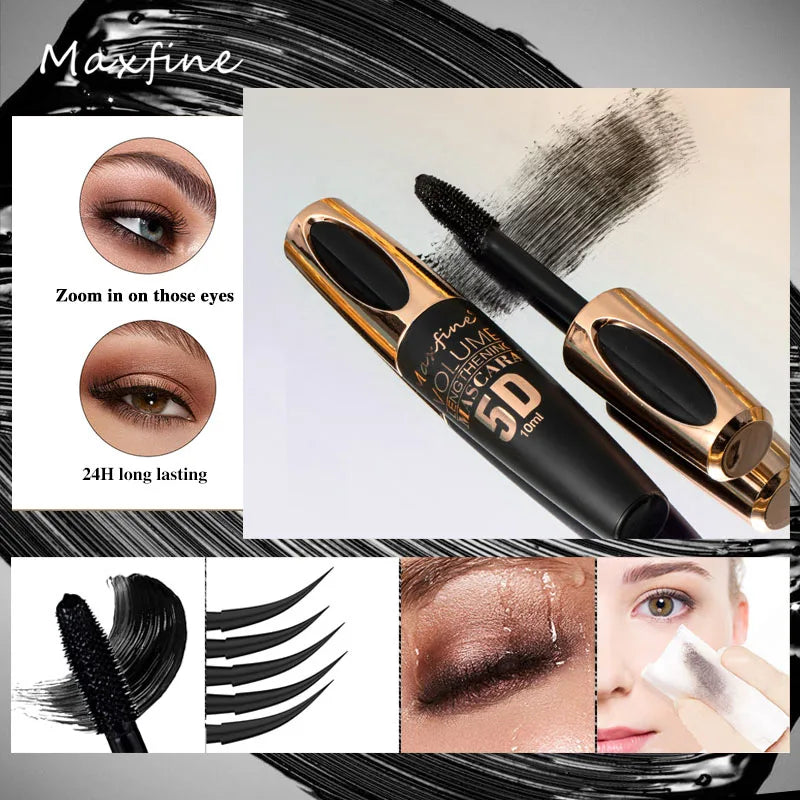 Mascara 5D Soie Longue Tenue — Waterproof, Volumisant, Allongeant & Courbant