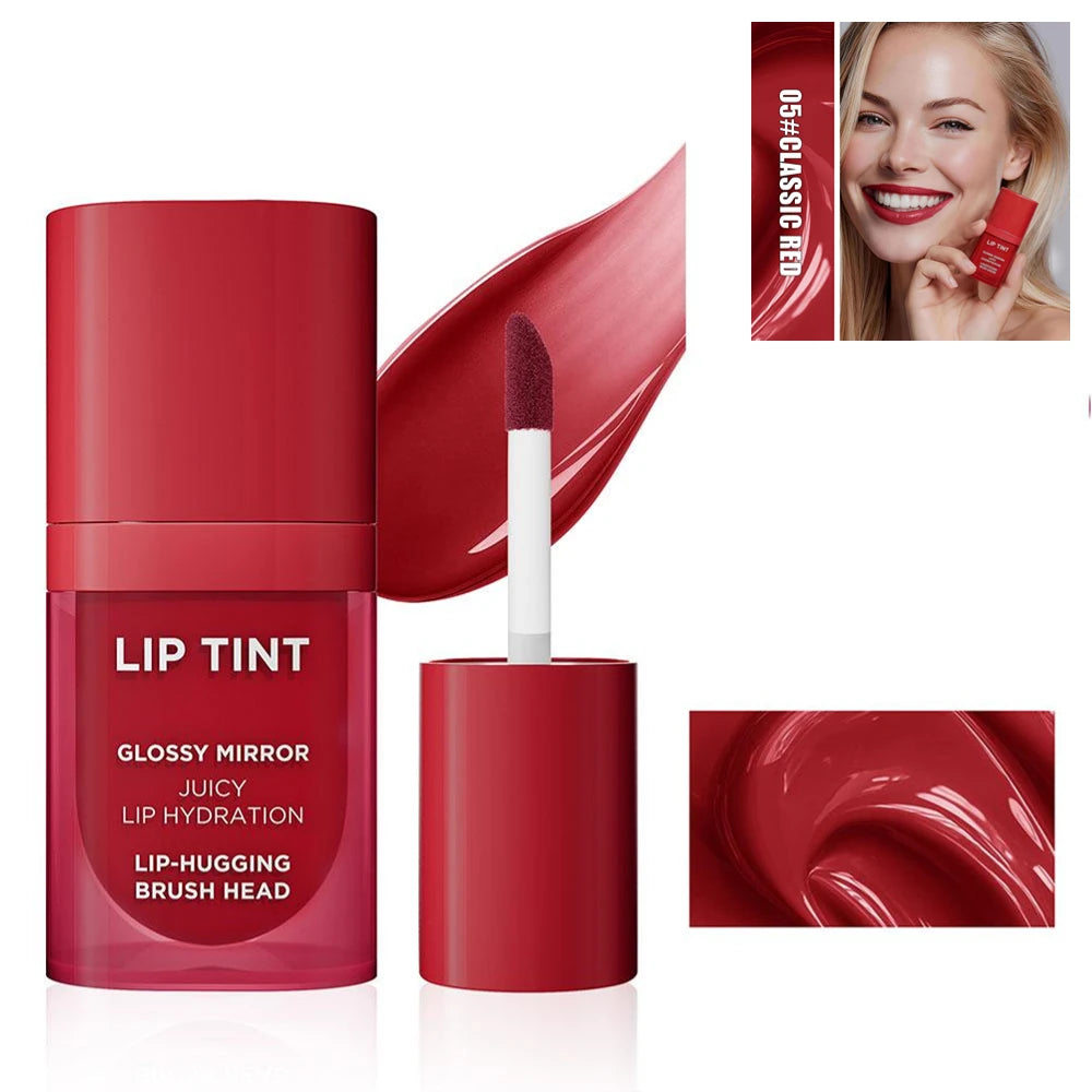 Long-Lasting Glossy Lip Stain – Matte Velvet Texture, Hydrating & Waterproof | 6 Shades