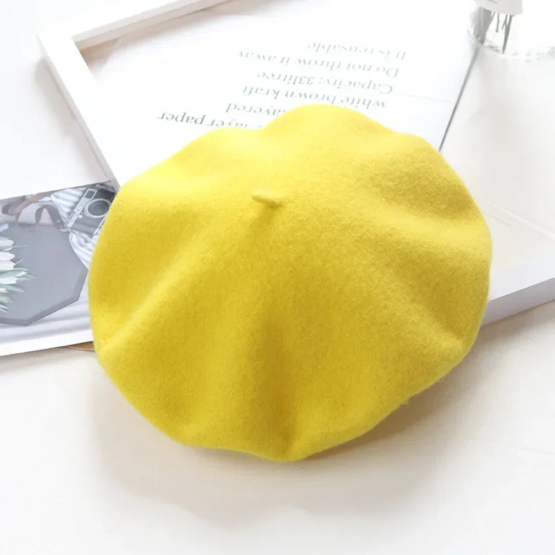 Béret uni en laine mélangée pour femme