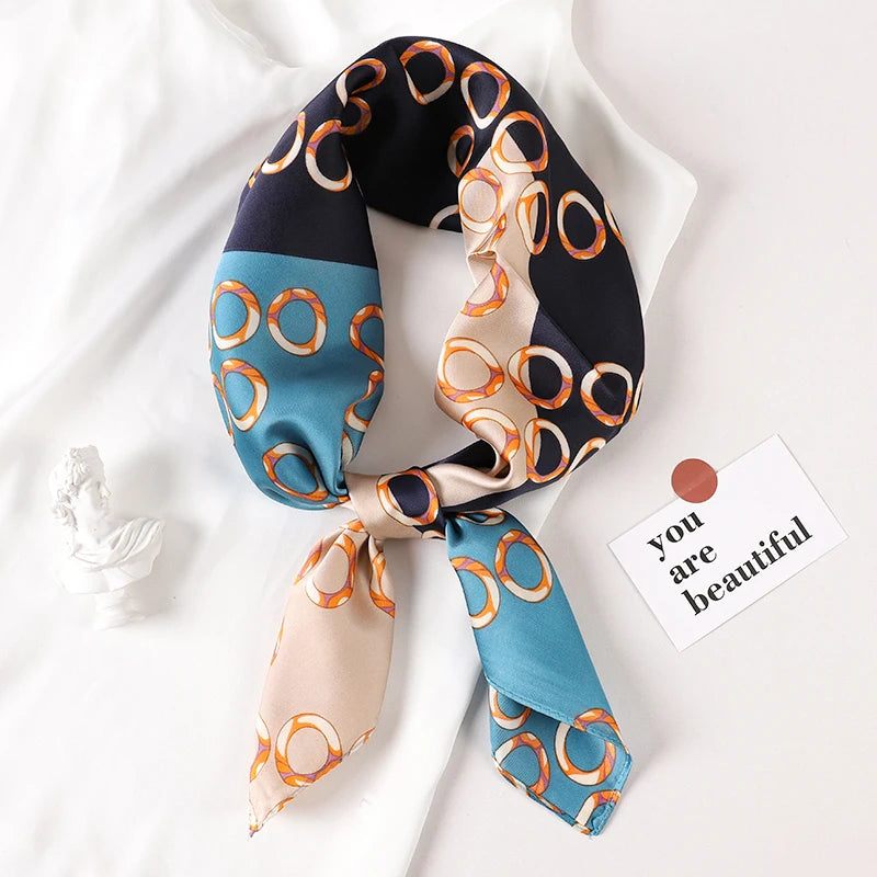 Women's Square Scarf – Luxury Satin Silk, Hair Ribbon, 70x70cm
