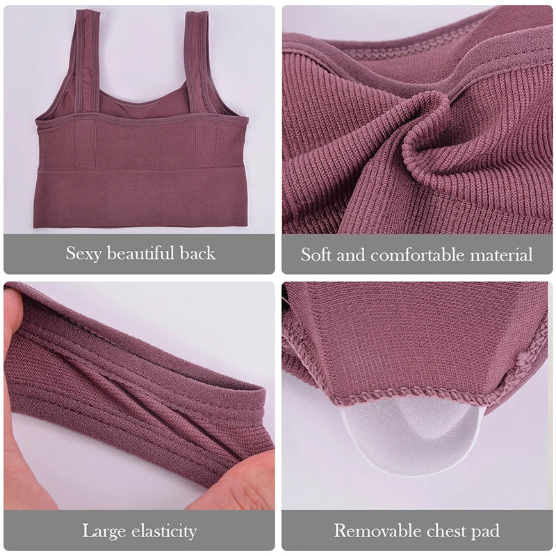 Seamless Women's Sports Bra – Breathable, Shockproof, Push-Up, Yoga & Fitness