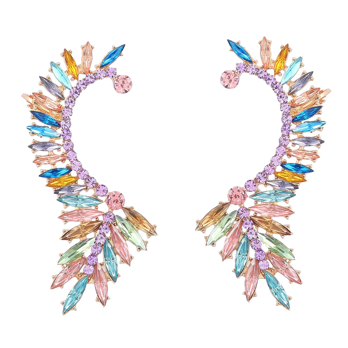 Boucles d'Oreilles Clips Strass Baroque – Alliage Luxueux, Style Soirée & Fête