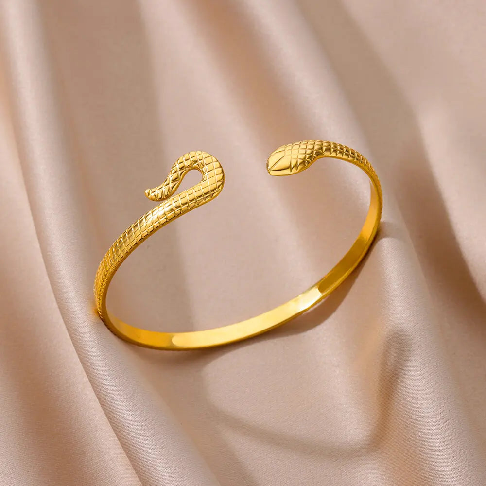 Bracelet Manchette Luxe Doré – Acier Inoxydable, Multicolore, Mariage & Saint-Valentin, Pour Femme