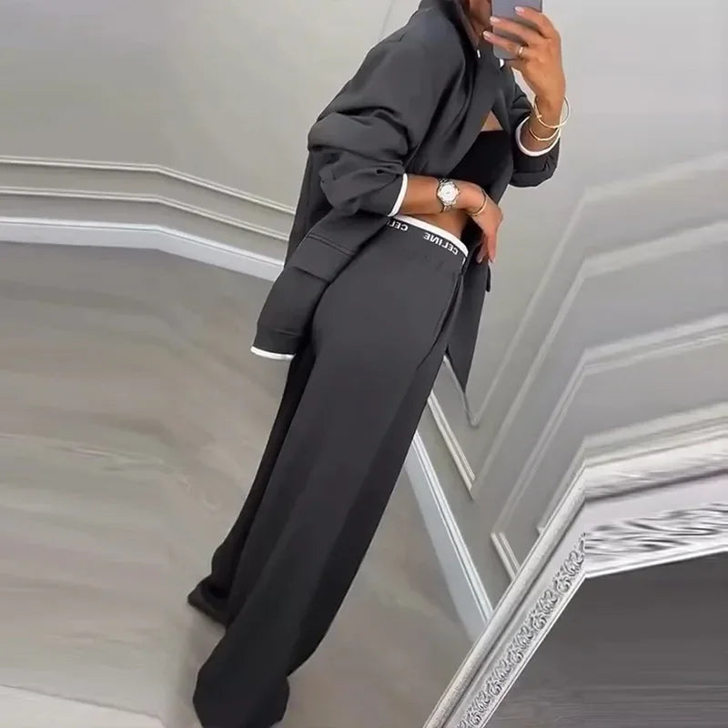 Ensemble Blazer et Pantalon Jambe Large