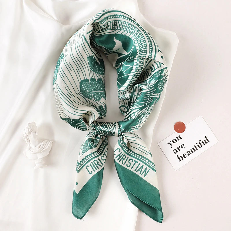 Women's Square Scarf – Luxury Satin Silk, Hair Ribbon, 70x70cm