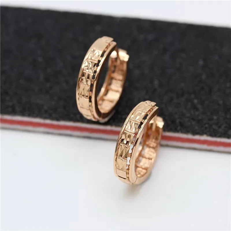 Shiny Hoop Earrings – 14K Rose Gold Plated 585, Classic Design
