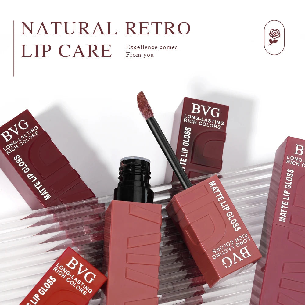 Rouge à Lèvres Liquide Mat Longue Tenue – Non Gras, Non Décolorant, Teintes Chaudes | 6 Couleurs | BVG