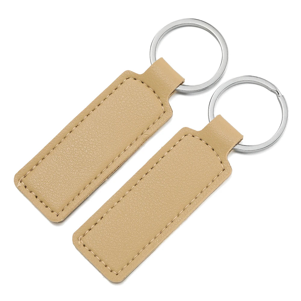 Porte-Clés Unisexe en Cuir PU – Pendentif Métallique Simple, 8 Couleurs, Cadeau