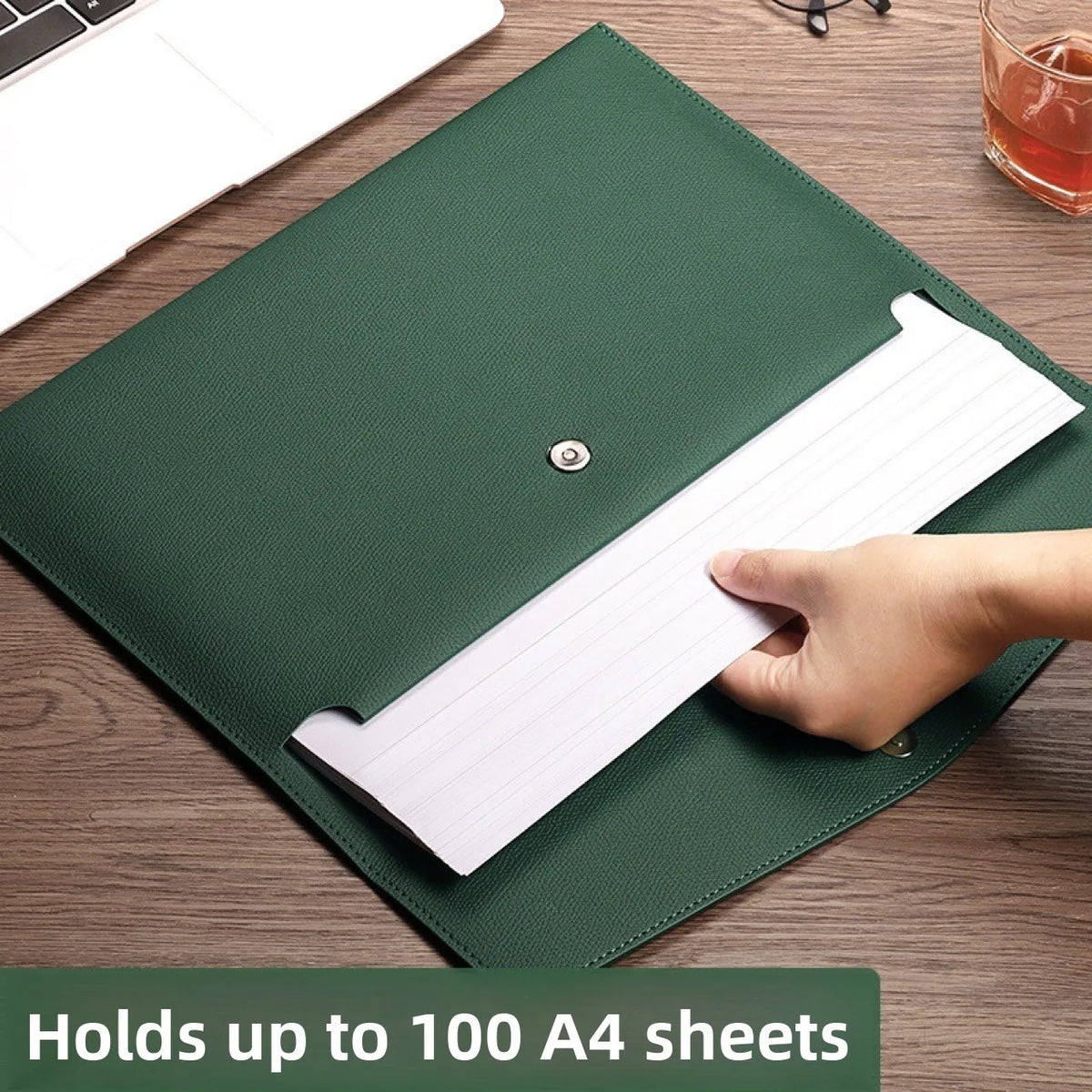 Pochette porte-documents en cuir PU grande capacité A4 - Design portable pour bureau et affaires