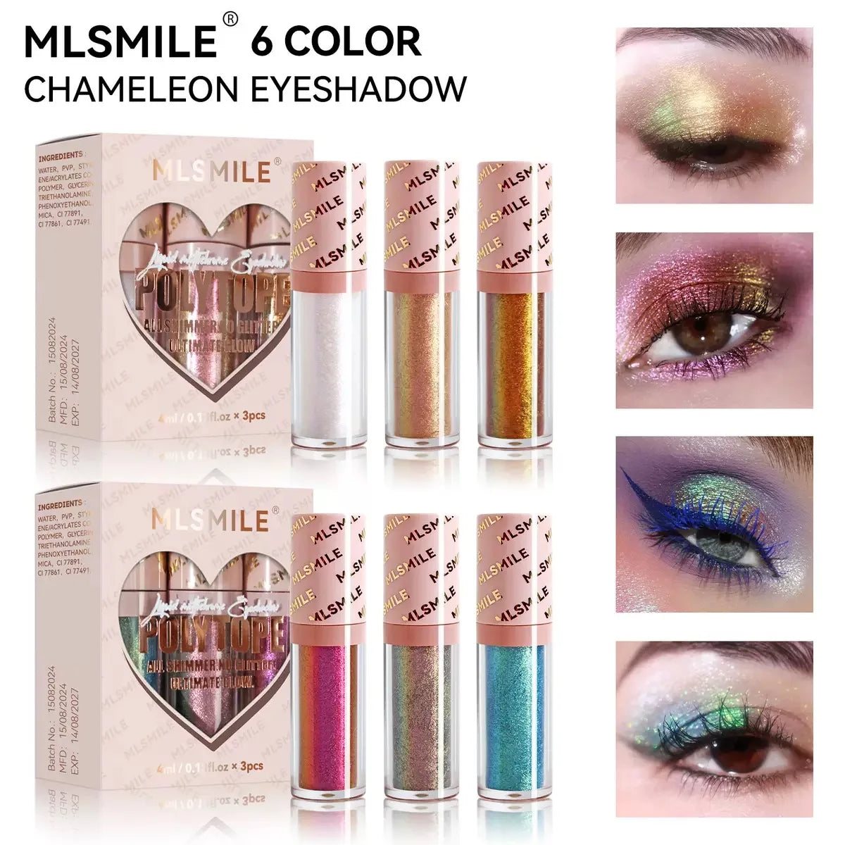 Fard à Paupières Liquide Multichromatique — Shimmer Polarisé, Séchage Rapide, Effet Caméléon