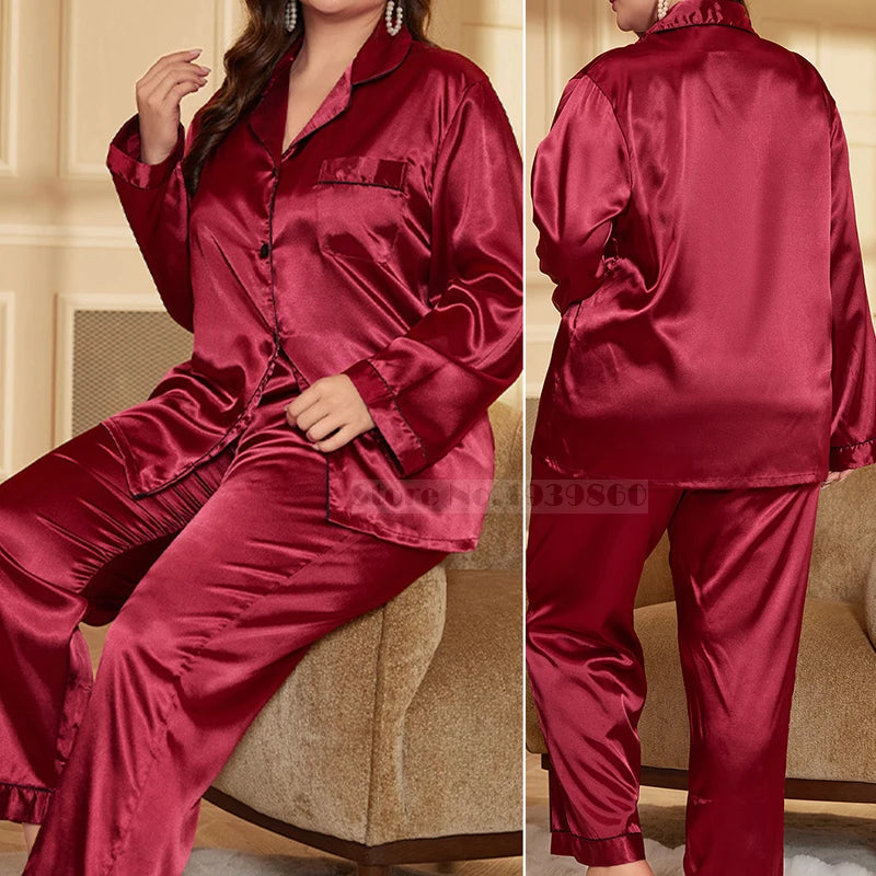 Ensemble Pyjama Femme Grande Taille Satiné – 3 Styles : Long, Court ou Bretelles, XL à 5XL