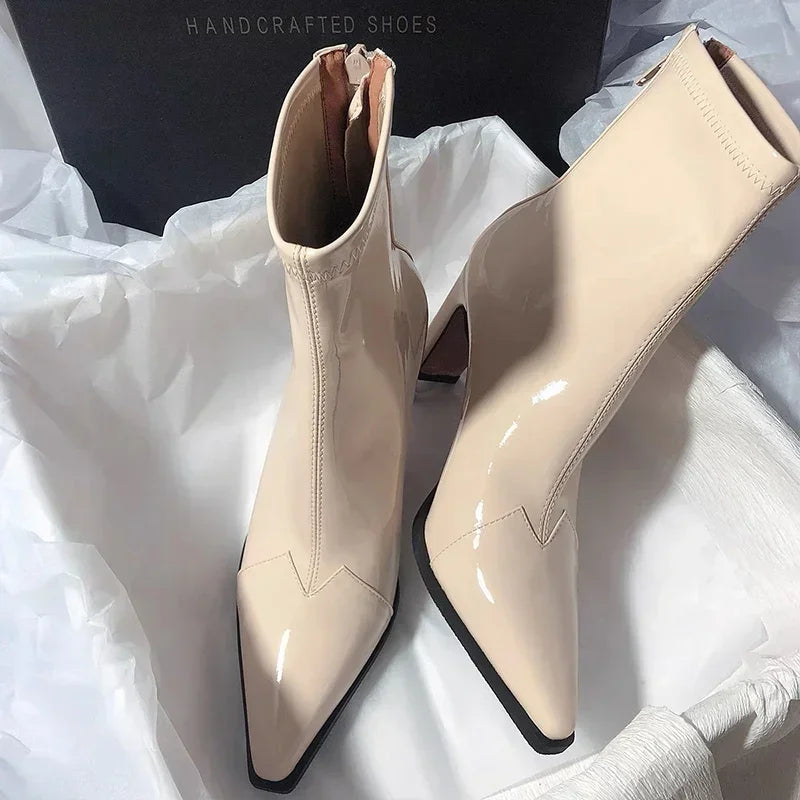 Women's pointed-toe block-heel ankle boots