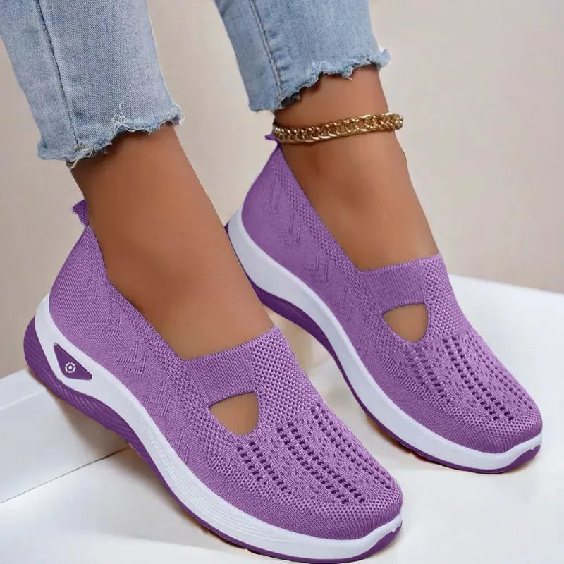 Women's Breathable Mesh Canvas Shoes – Lightweight Slip-On Sneakers, Walking Comfort