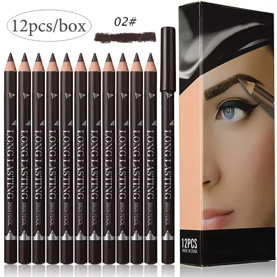 Waterproof Eyebrow Pencil — Pack of 6 or 12 Pieces, Long-Lasting Wear
