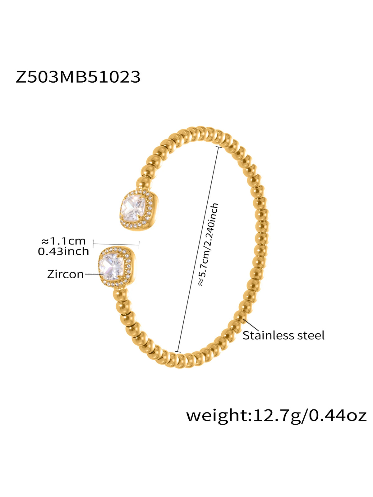 Bracelet Manchette Luxe Plaqué Or PVD – Acier Inoxydable, Style Géométrique, Mariage & Banquet, Pour Femme