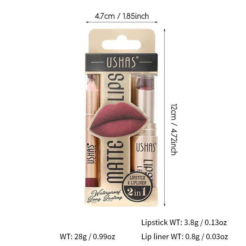 Kit Lèvres 2 Pièces – Liner + Rouge à Lèvres Mat Longue Tenue | 12 Teintes