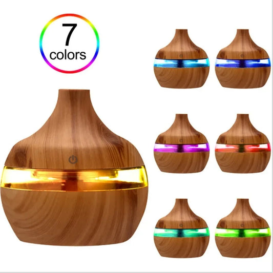 Humidificateur Diffuseur Ultrasonique 300 ml – Bois, Brume Froide, Aromathérapie Maison