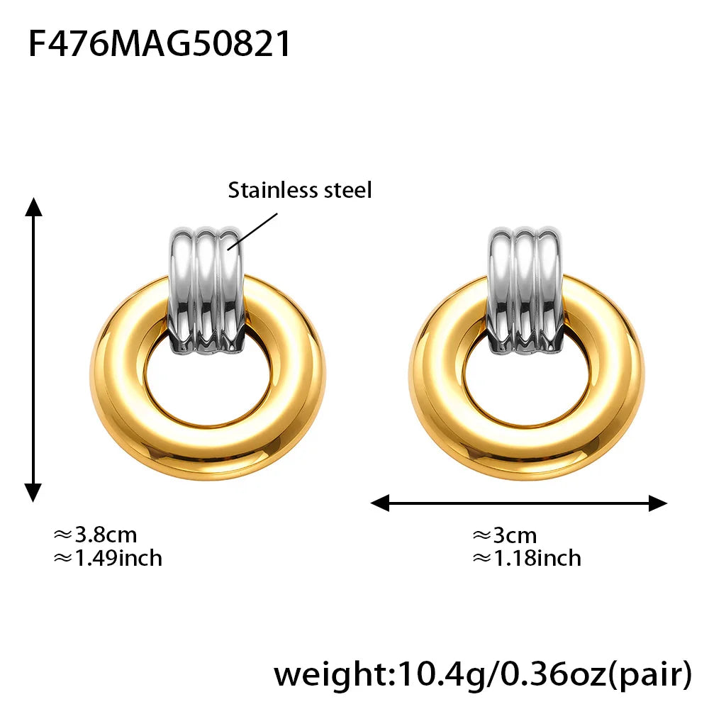 316 Stainless Steel Drop Earrings – PVD Gold Plated, Trendy Style, Women's Jewelry