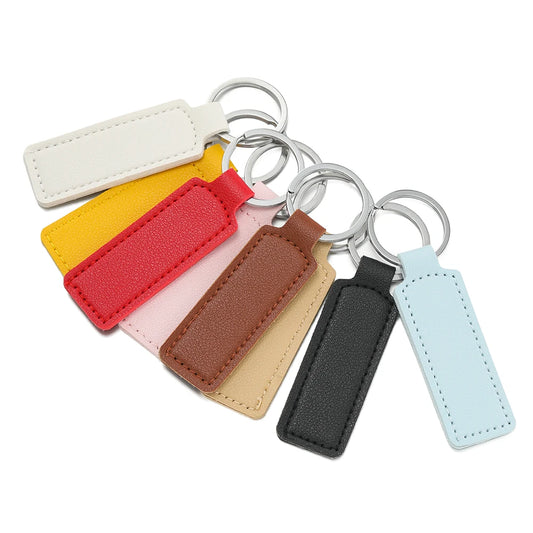 Porte-Clés Unisexe en Cuir PU – Pendentif Métallique Simple, 8 Couleurs, Cadeau