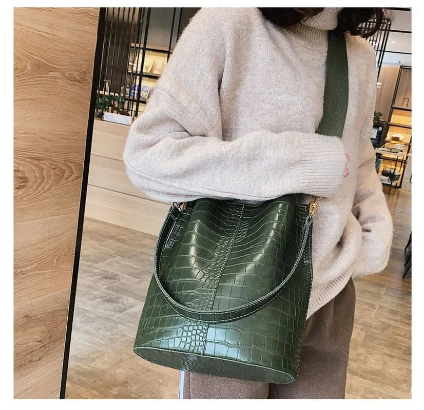 Sac Seau pour Femme - Effet Crocodile Vintage