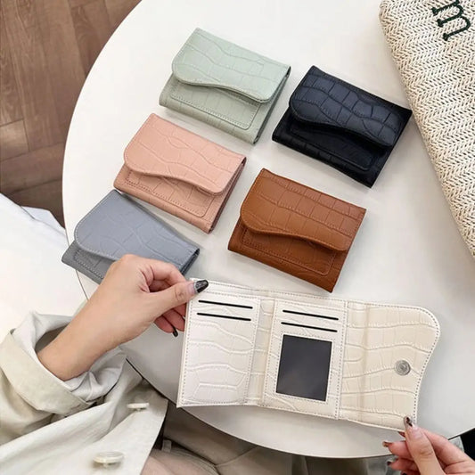 Mini Portefeuille Femme en Cuir PU – Porte-Monnaie Court Léger, Multiples Emplacements Cartes