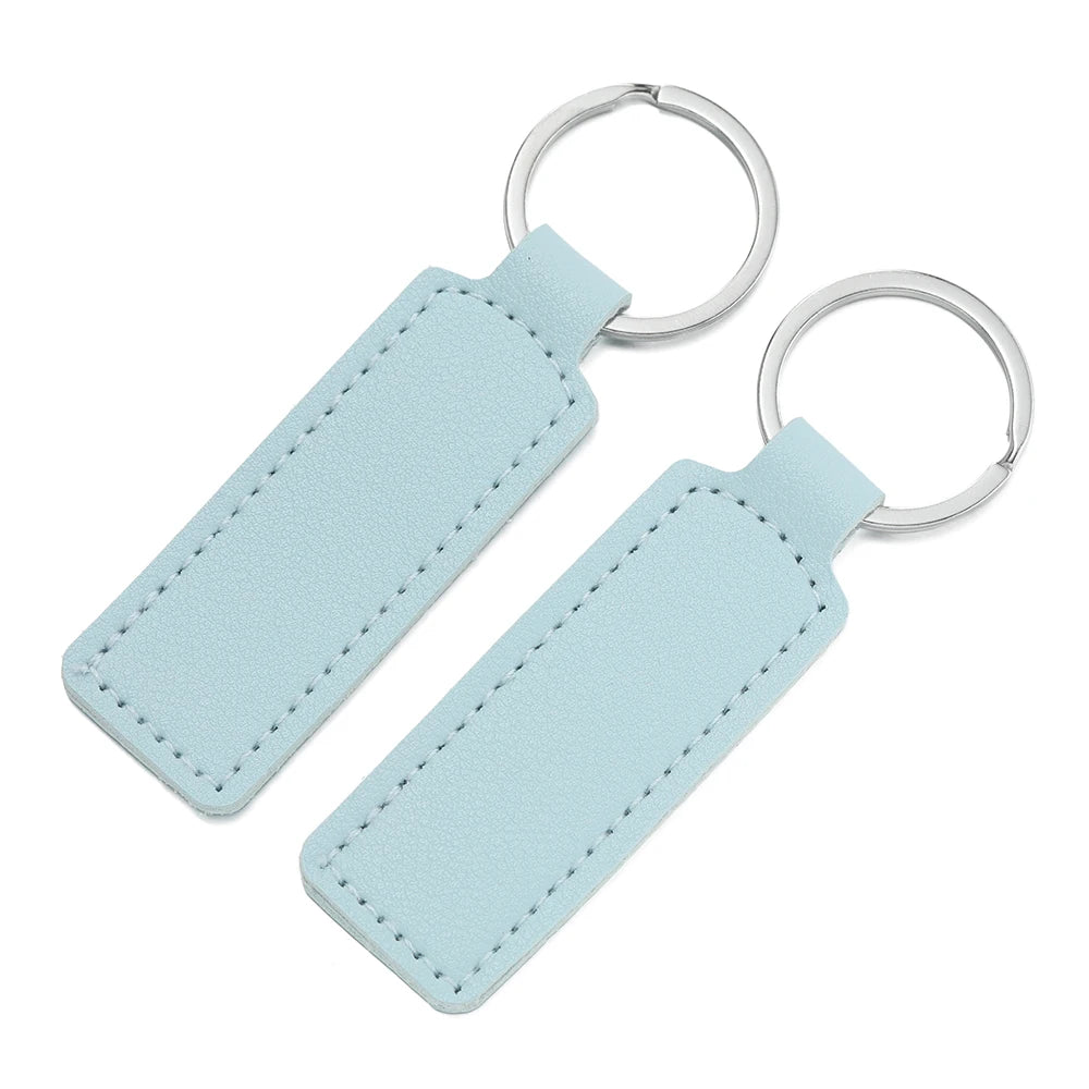 Porte-Clés Unisexe en Cuir PU – Pendentif Métallique Simple, 8 Couleurs, Cadeau