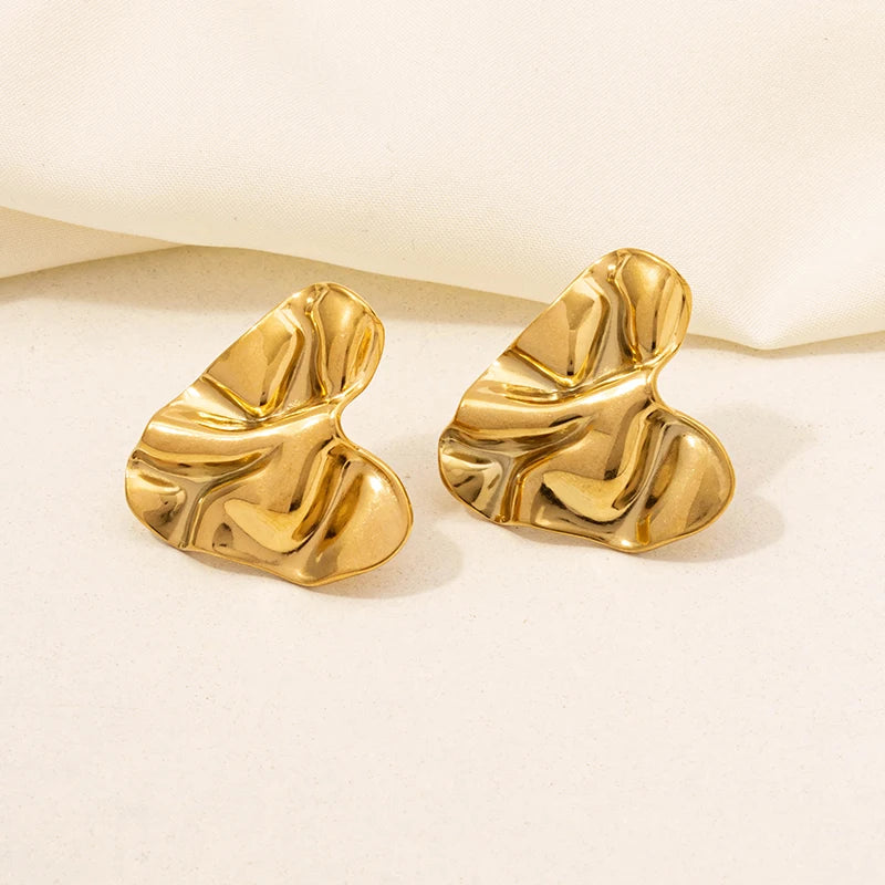 Irregular Geometric Stud Earrings – Stainless Steel, Waterproof & Durable, Unisex