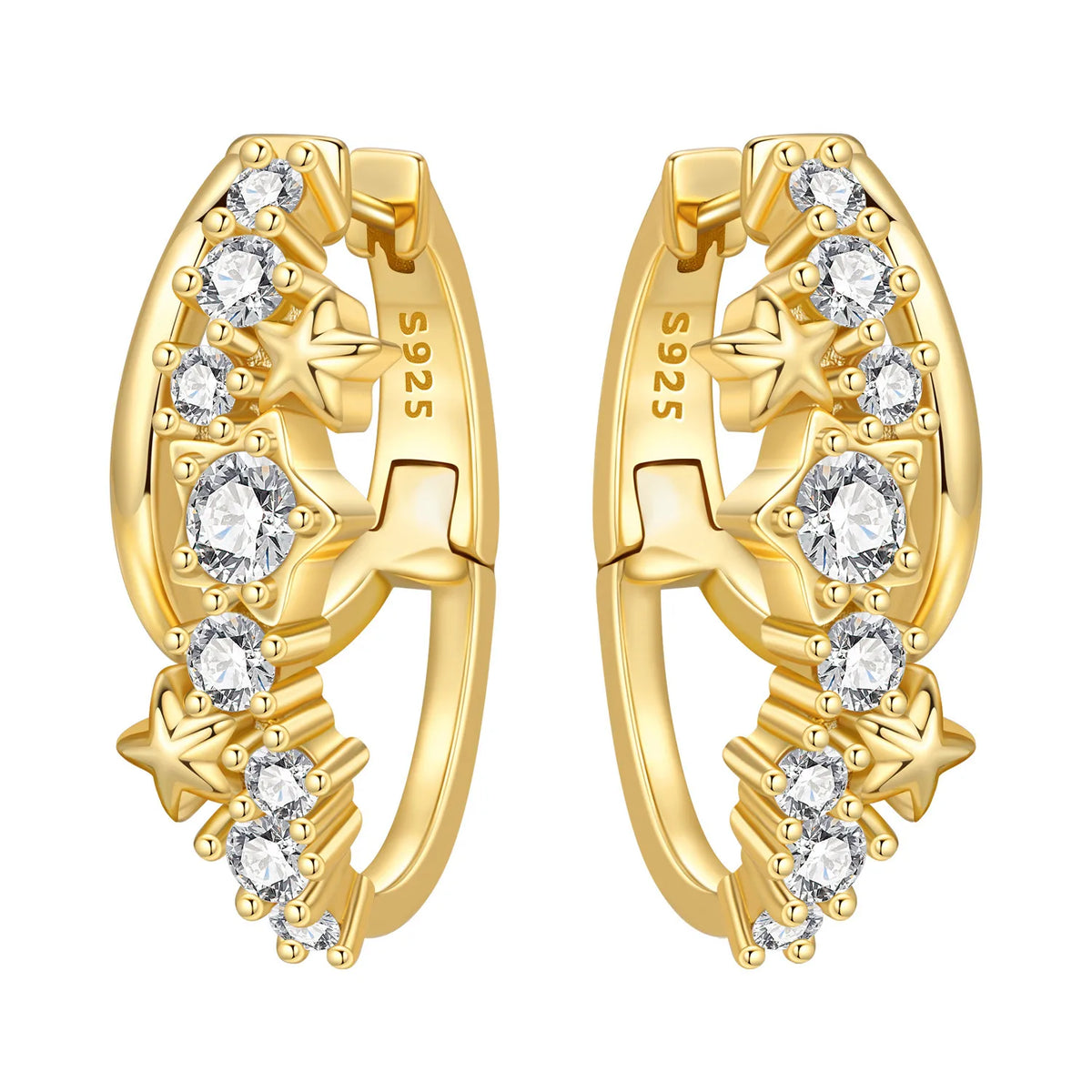 18K Gold Plated 925 Sterling Silver Hoop Earrings – Zircon, Multiple Styles