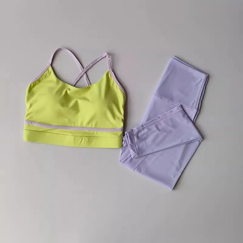 Ensemble Yoga Femme 2 Pièces – Legging Taille Haute & Bra Sport, Gym & Fitness Activewear
