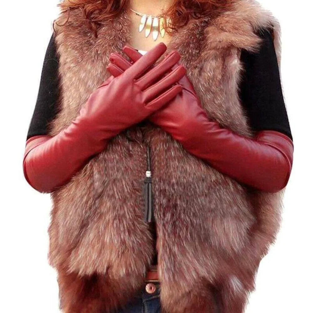 Gants longs de soirée en similicuir