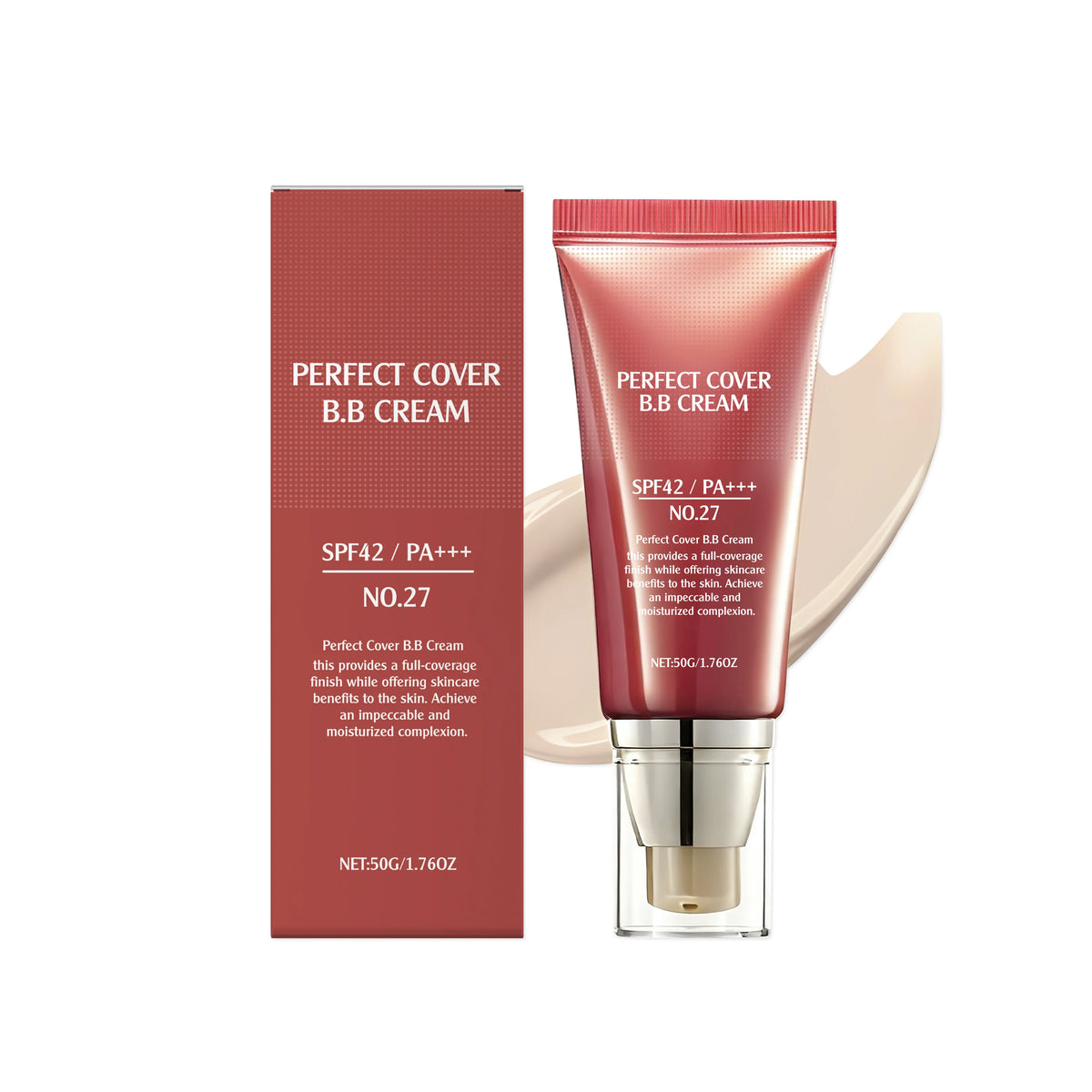 BB Cream SPF 42 PA+++ – Fond de Teint Hydratant Couvrant, Anti-Cernes & Rides, 50 g, 6 Teintes