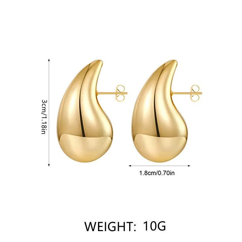 Teardrop Dangle Earrings – Smooth Gold-Plated Metal, Lightweight & Trendy