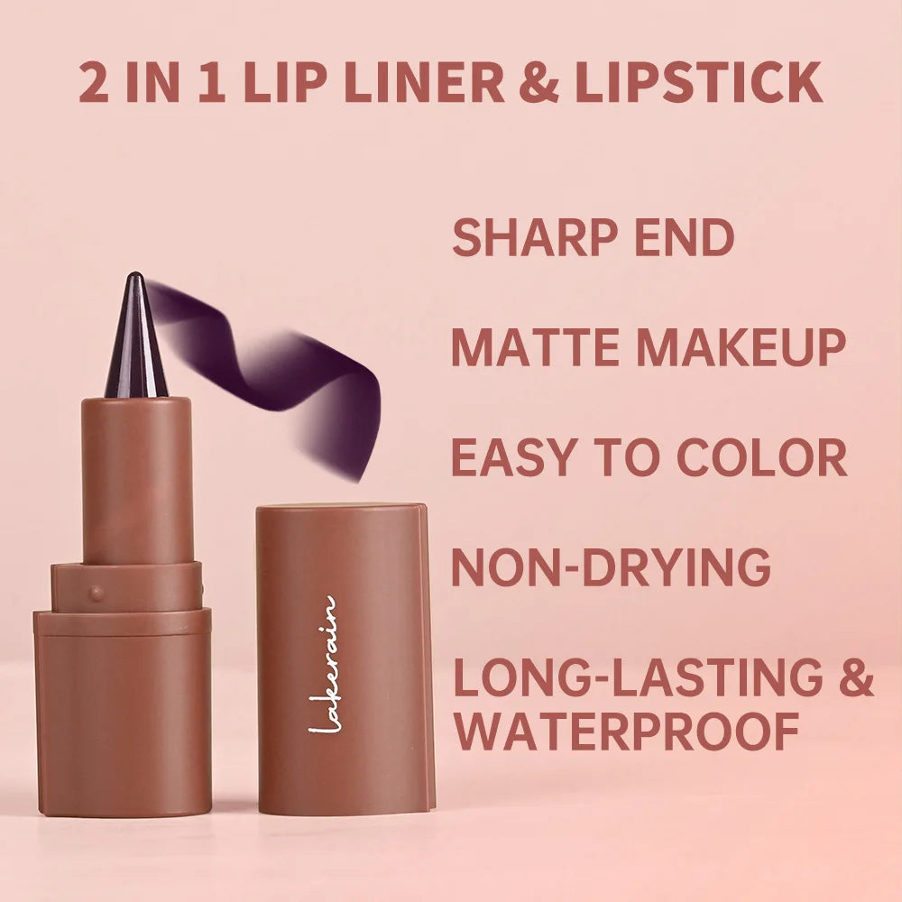 Duo Lèvres – Liner Contour Longue Tenue + Huile Gloss Brillante | 5 Sets | Lakerain