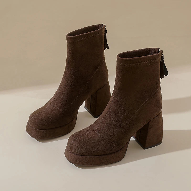 Bottes à enfiler à talon carré pour femme