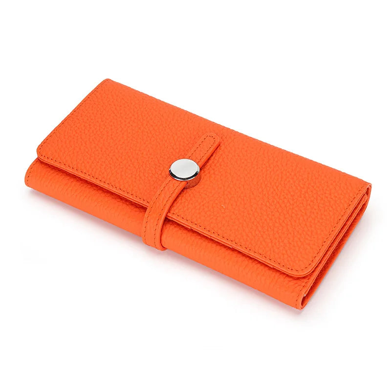 Women's Long Genuine Leather Wallet – Multifunctional, Phone Pocket and Photo Holder