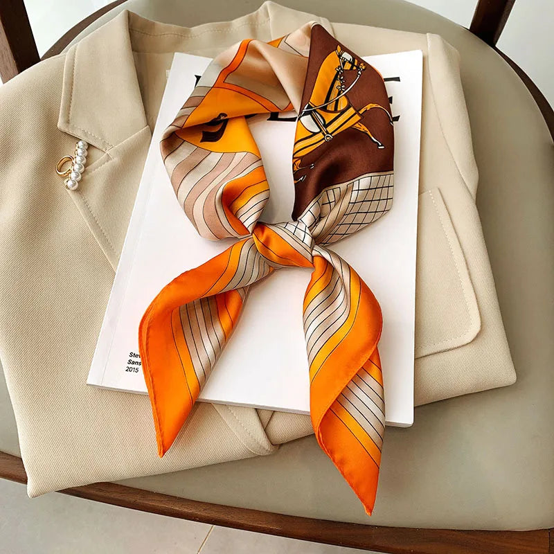 Women's Square Scarf – Luxury Satin Silk, Hair Ribbon, 70x70cm