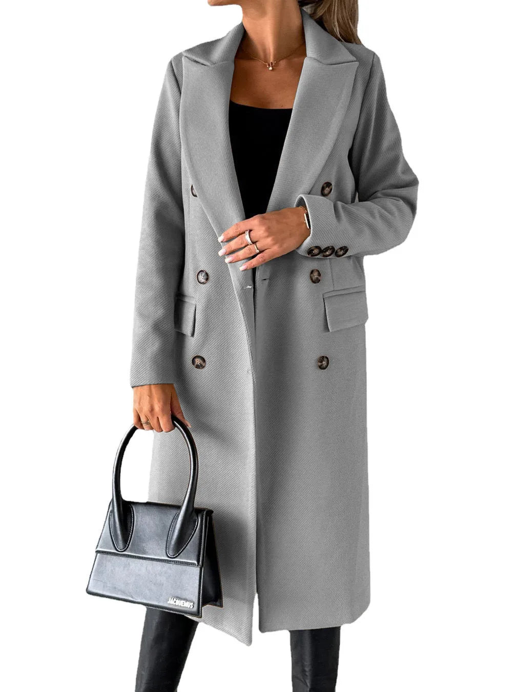 Manteau à double boutonnage et col à revers